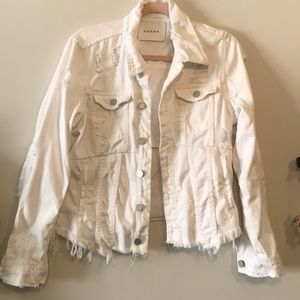 BlankNYC white denim distressed jacket